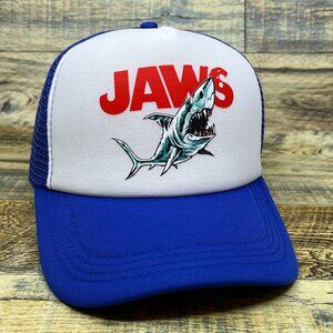 JAWS Mens Trucker Hat Black Snapback 1975 Shark Horror Movie Cult Classic Cap